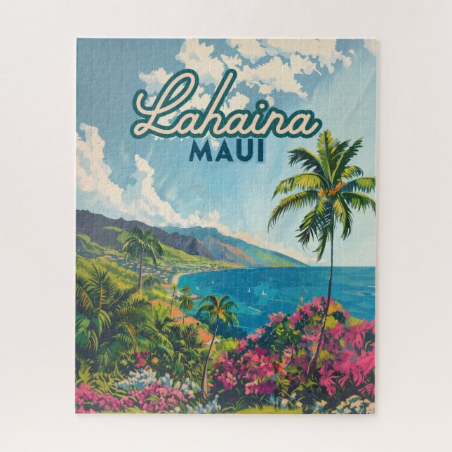 Puzzle Lahaina Maui Hawaii Beach Coast Retro (Vertical)