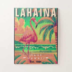 Puzzle Lahaina Maui Hawaii Flamant rose rétro Souvenir 19