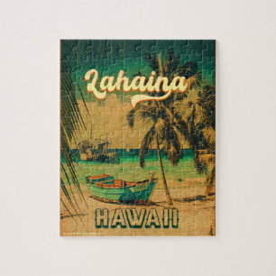 Puzzle Lahaina Maui Hawaii Retro Sunset Souvenir 1960