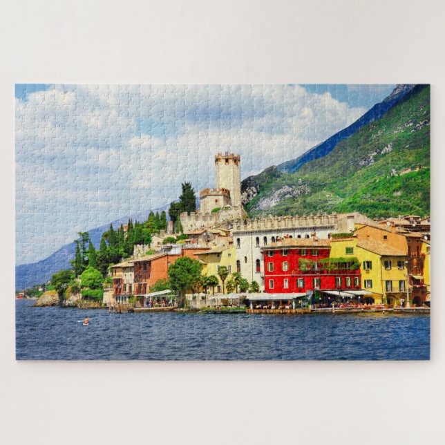 Puzzle Lake Garda Malcesine Village Italie Voyage (Horizontal)