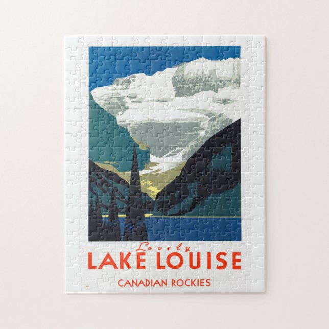 Puzzle Lake Louise Rockies canadiennes ~ Vintage voyage (Vertical)