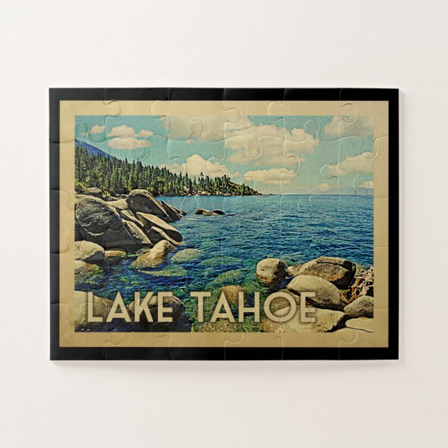 Puzzle Lake Tahoe Vintage Travel (Horizontal)