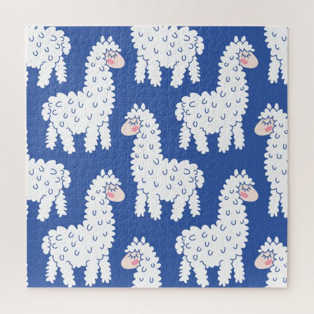 Puzzle Lama alpaca, motif vintage (Vertical)