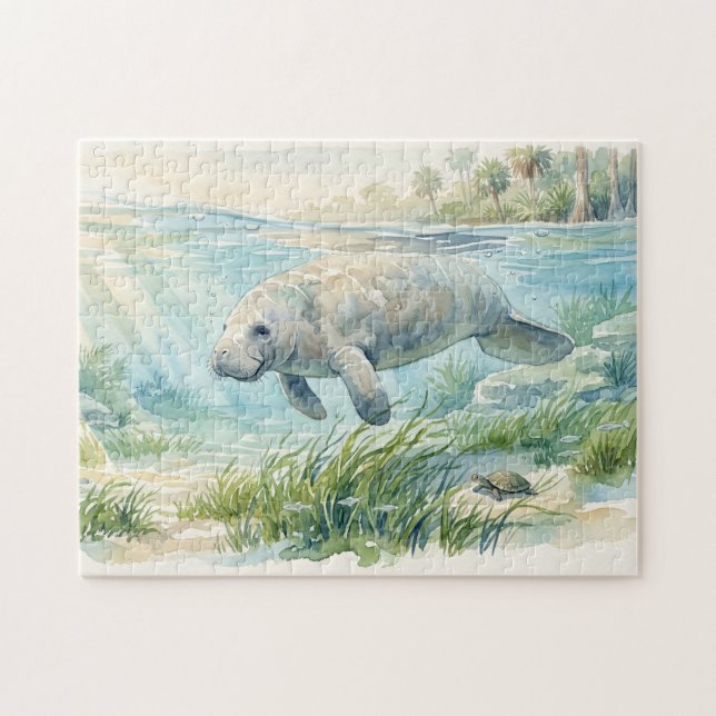 Puzzle Lamantin de Floride Aquarelle (Horizontal)