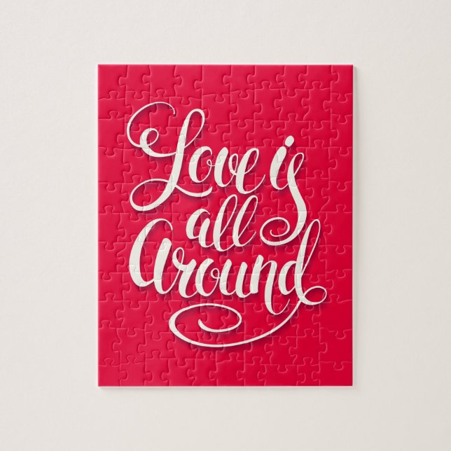 Puzzle L'Amour Est Tout Autour Du Script Lettrant Rose (Vertical)