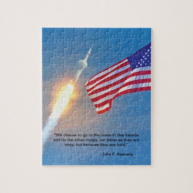 Puzzle Lancement d'Apollo 11 avec American Flag (Vertical)