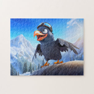 Puzzle Lancement de montagne corbeau avec lunettes de ski