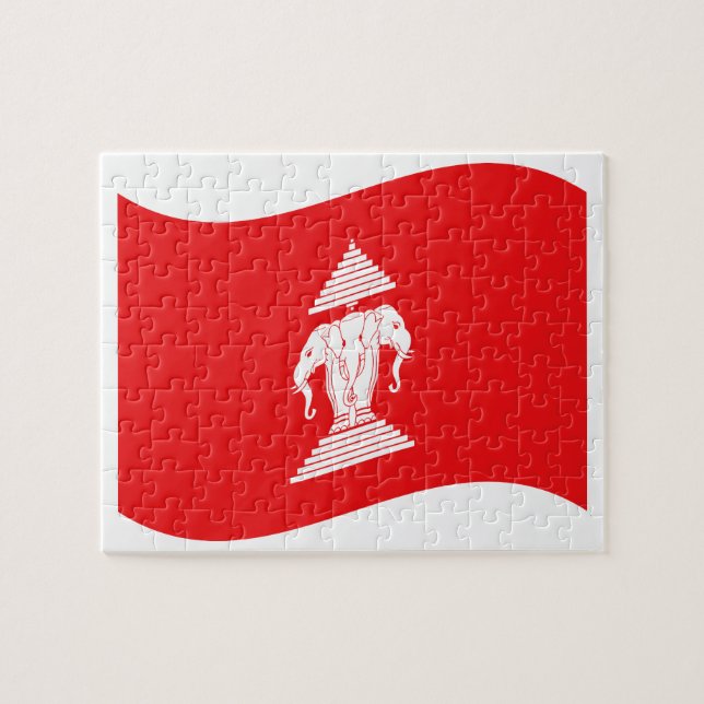 Puzzle Lao Erawan Three Headed Elephant Flag Wave (Horizontal)