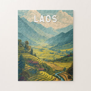 Puzzle Laos Illustration Voyage Art Vintage