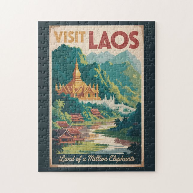 Puzzle Laos Pha That Luang Illustration Voyage Art (Vertical)