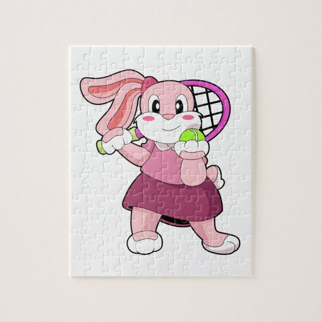 Puzzle Lapin au Tennis avec raquette de tennis (Vertical)