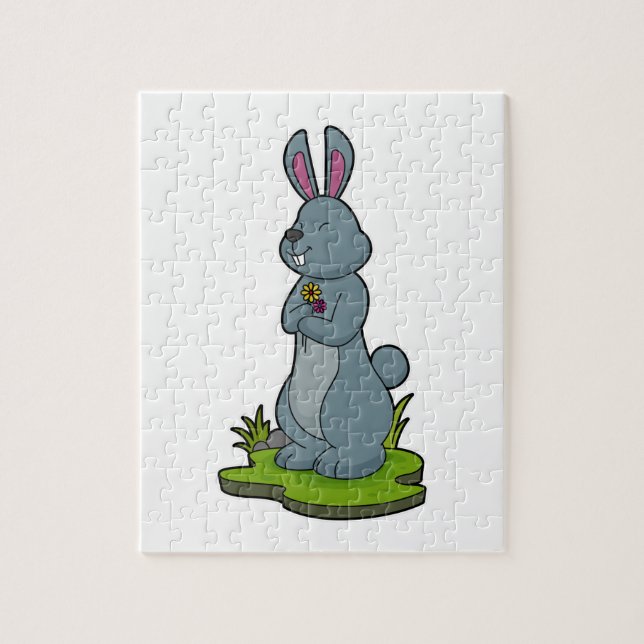 Puzzle Lapin aux fleurs (Vertical)