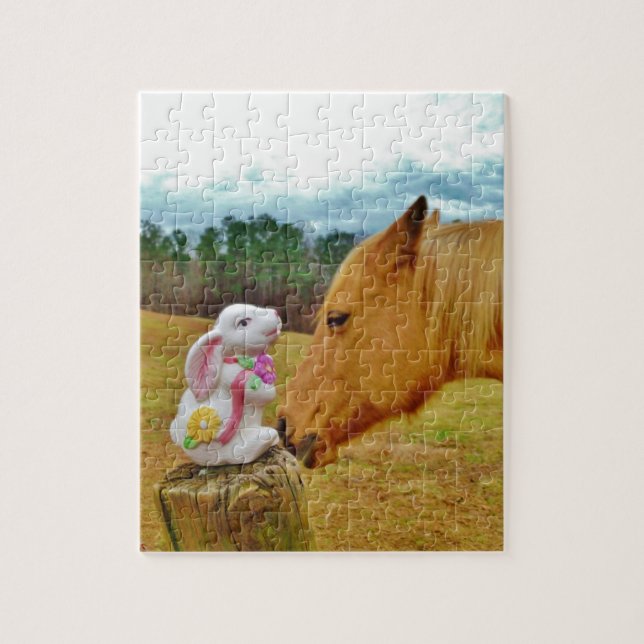 Puzzle Lapin blanc et Cheval jaune (Vertical)