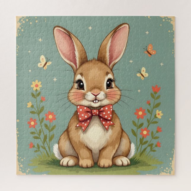 Puzzle Lapin brun mignon adorable avec noeud papillon (Vertical)
