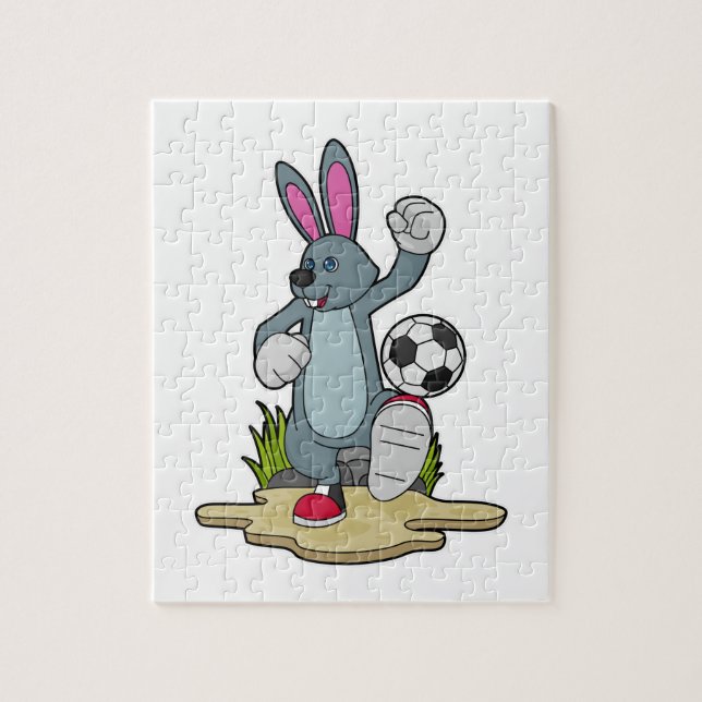 Puzzle Lapin comme joueur de football avec Soccer (Vertical)