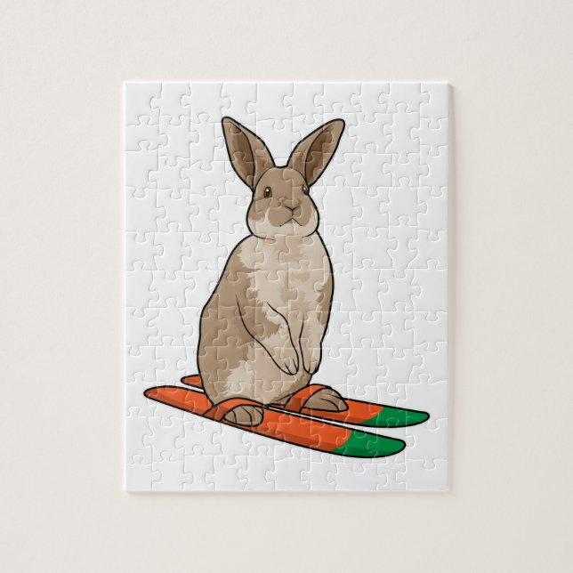 Puzzle Lapin comme skieur avec ski (Vertical)