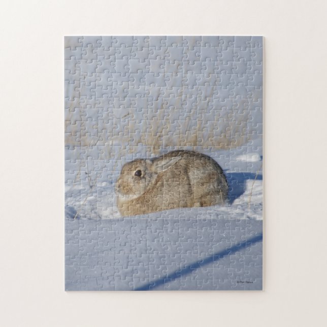 Puzzle Lapin Cottontail R5 dans la neige (Vertical)