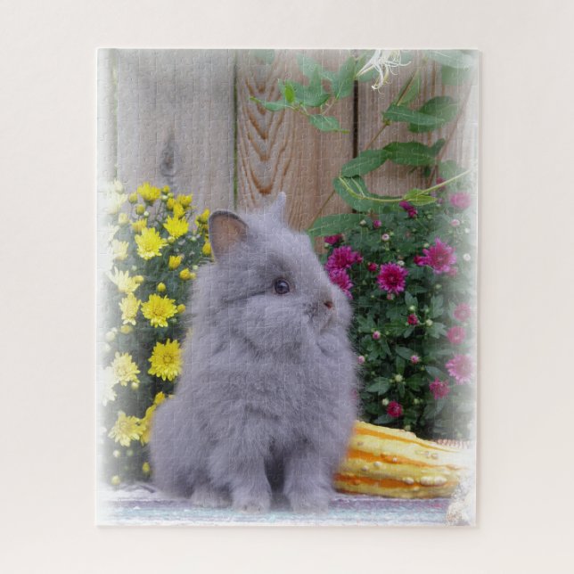 Puzzle Lapin de Lionhead avec des fleurs sur a (Vertical)