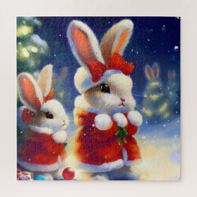 Puzzle Lapin de Noël (3) (Vertical)