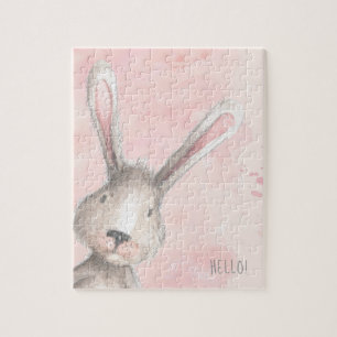 Puzzle Lapin de Pâques à l'aquarelle personnalisé