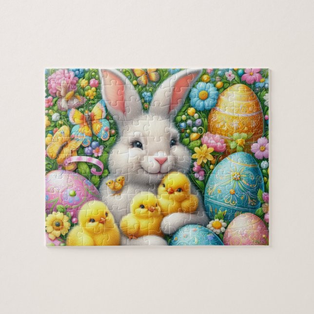 Puzzle Lapin de Pâques avec poussins (Horizontal)