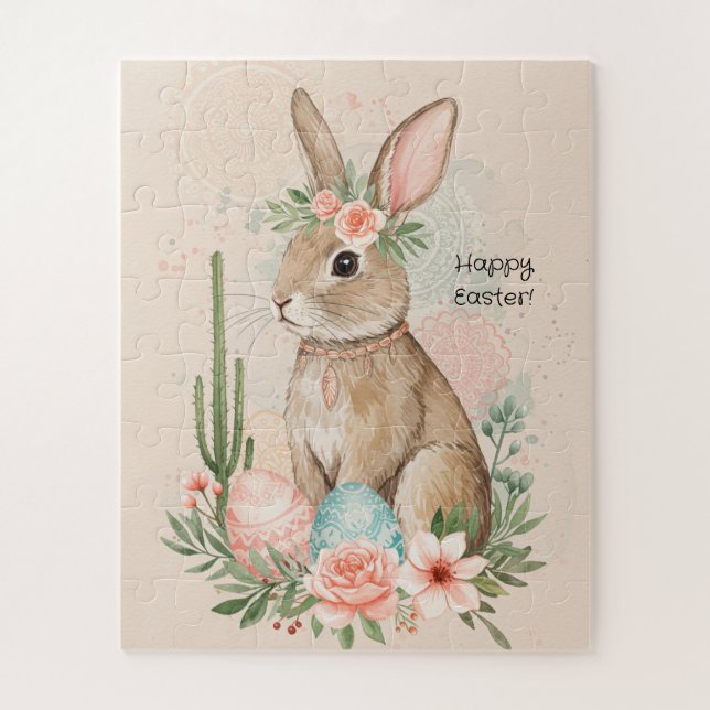 Puzzle Lapin de Pâques Bohème Pastel Fantaisiste (Vertical)