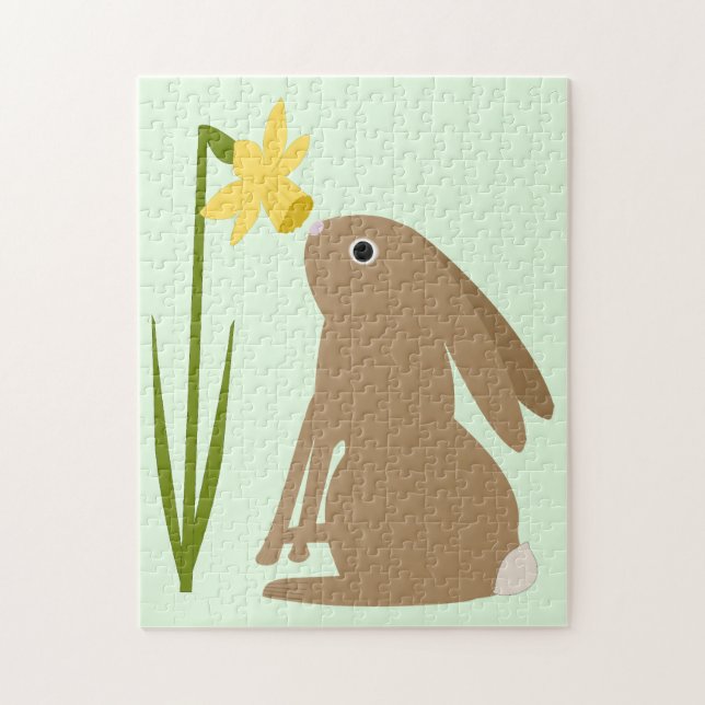Puzzle Lapin de Pâques et fleur de jonquille (Vertical)