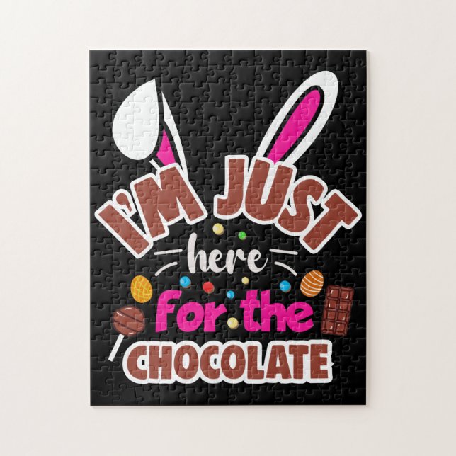 Puzzle Lapin de Pâques Je suis juste là pour le chocolat (Vertical)