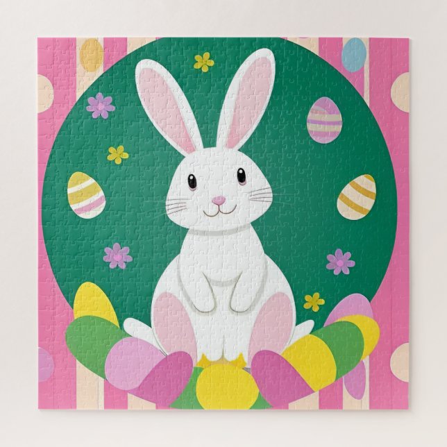Puzzle Lapin de Pâques mignon avec des œufs décoratifs (Vertical)