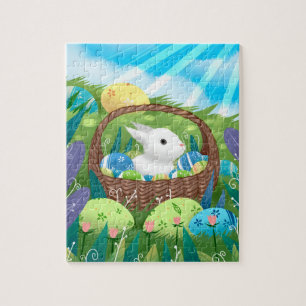 Puzzle Lapin de Pâques mignon et œufs décorés