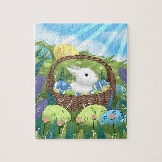 Puzzle Lapin de Pâques mignon et œufs décorés (Vertical)