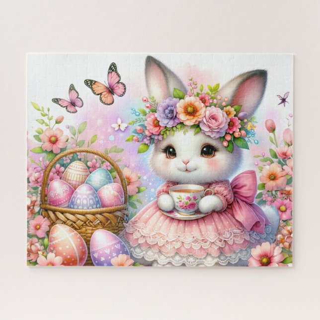 Puzzle Lapin de Pâques rose (Horizontal)