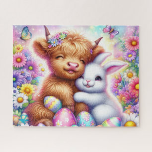 Puzzle Lapin de Pâques Vache des Highlands