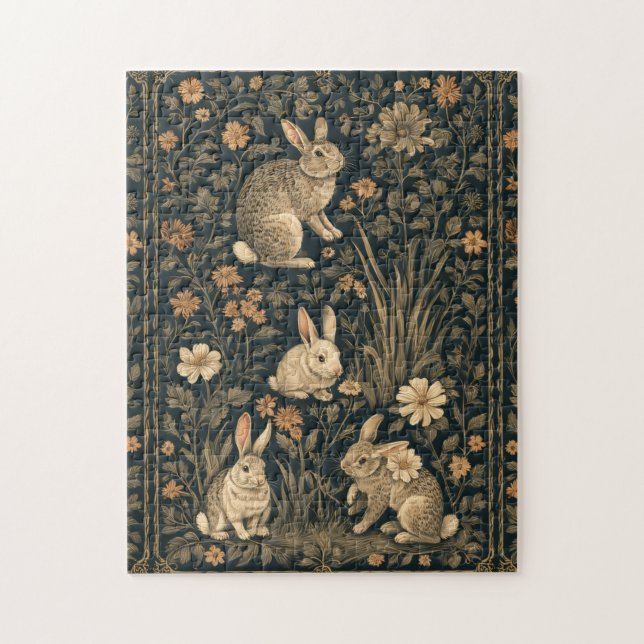 Puzzle Lapin de Pâques William Morris Art & Craft Style C (Vertical)