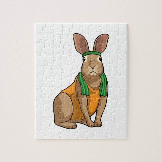 Puzzle Lapin en coureur avec serviette (Vertical)