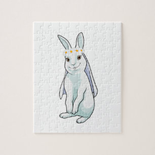 Puzzle Lapin en mariée avec une couronne de fleurs