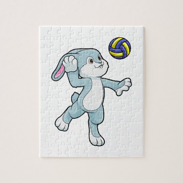 Puzzle Lapin en sport avec volleyball (Vertical)
