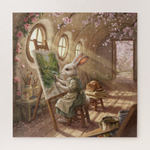 Puzzle Lapin Fantaisiste Artiste Peignant sur Chevalet