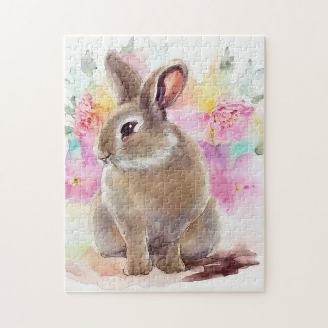 Puzzle Lapin Fleur (Vertical)