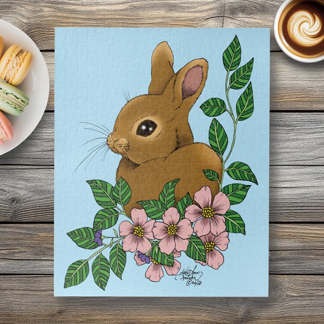 Puzzle Lapin Lapin Fleurs Roses (Créateur téléchargé)