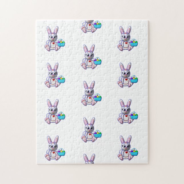 Puzzle Lapin mignon avec un panier (Vertical)