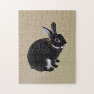 Puzzle Lapin Mini Rex Brown foncé et blanc