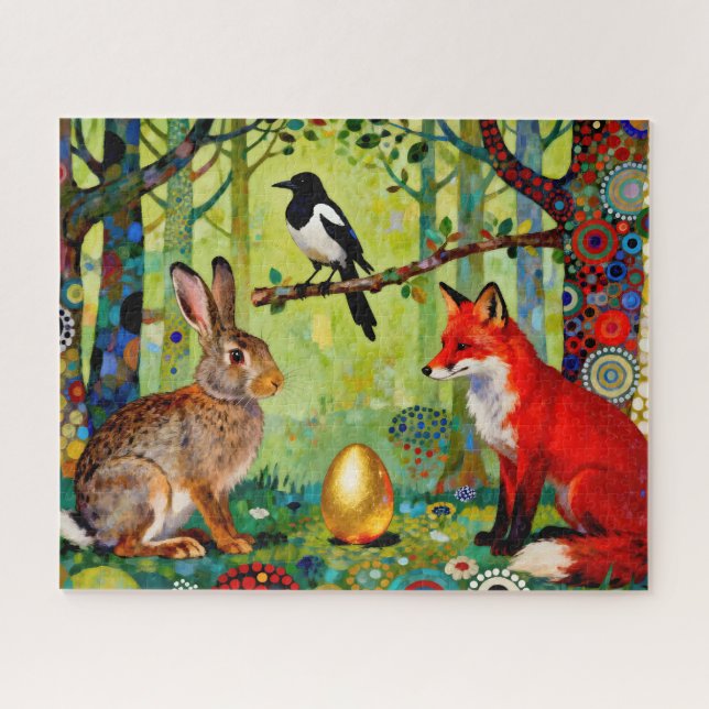 Puzzle Lapin, Pie, Renard et « Le Secret de la forêt » (Horizontal)