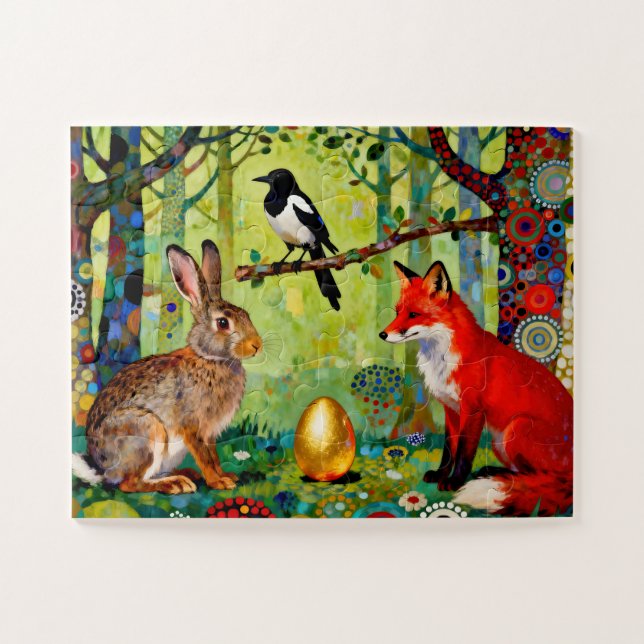 Puzzle Lapin, Pie, Renard et « Le Secret de la Forêt »  (Horizontal)