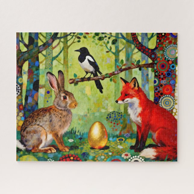 Puzzle Lapin, Pie, Renard et « Le Secret de la Forêt »  (Horizontal)