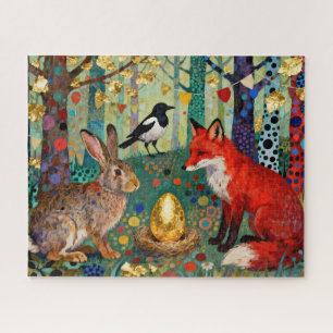 Puzzle Lapin, Pie, Renard et «L'œuf de l'oie dorée»
