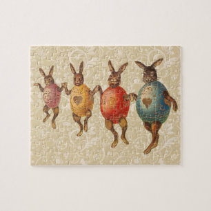 Puzzle Lapins de Pâques vintage dansant avec des costumes