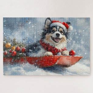 Puzzle Lapphund finlandais dans la boue Laisser il neige 