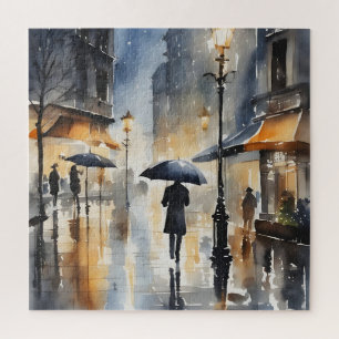 Puzzle L'aquarelle de la ville pluvieuse