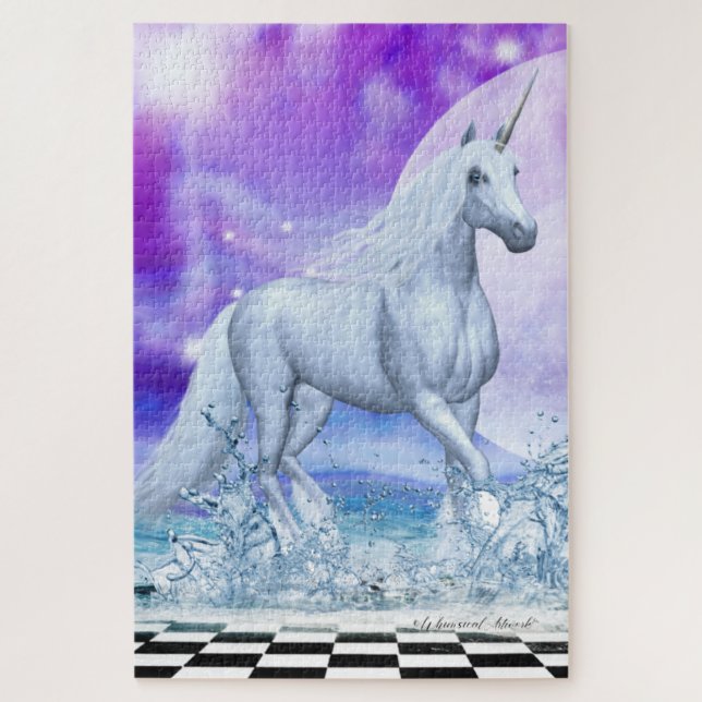 Puzzle Large - Majestic Unicorn Danser dans le Jig d'eau (Vertical)